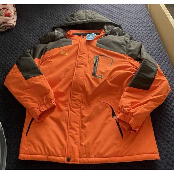 Magcomsen Other - Magcomsen Ski Jacket Coat Mens Hooded Hiking Color Block Orange Fleece Gray Sz L